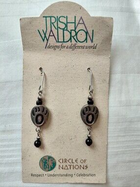 New Silver Bear Paw Southwest Earrings